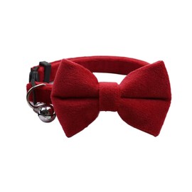 BLOOPIC Dog Collar, For Small Dogs, With Bell, Bowknot, Cat Collar, Suede, Adjustable Size, Soft, Cute, Lightweight, Stylish, Pet Supplies, For Cats and Dogs (Red)
