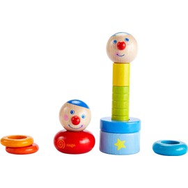 HABA 303854 - Steckspiel Farbzwerge , Holzspielzeug aus 10 bunten Steckteilen mit zwei lustigen Köpfen zum Zusammenbauen , Spielzeug ab 18 Monaten