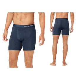 Tommy John Men’s Trunk 6" Underwear - Supima Cool Cotton Boxers with Supportive Contour Pouch - Cool, Dry Pima Cotton Blend, 3 Pack, Navy, Large