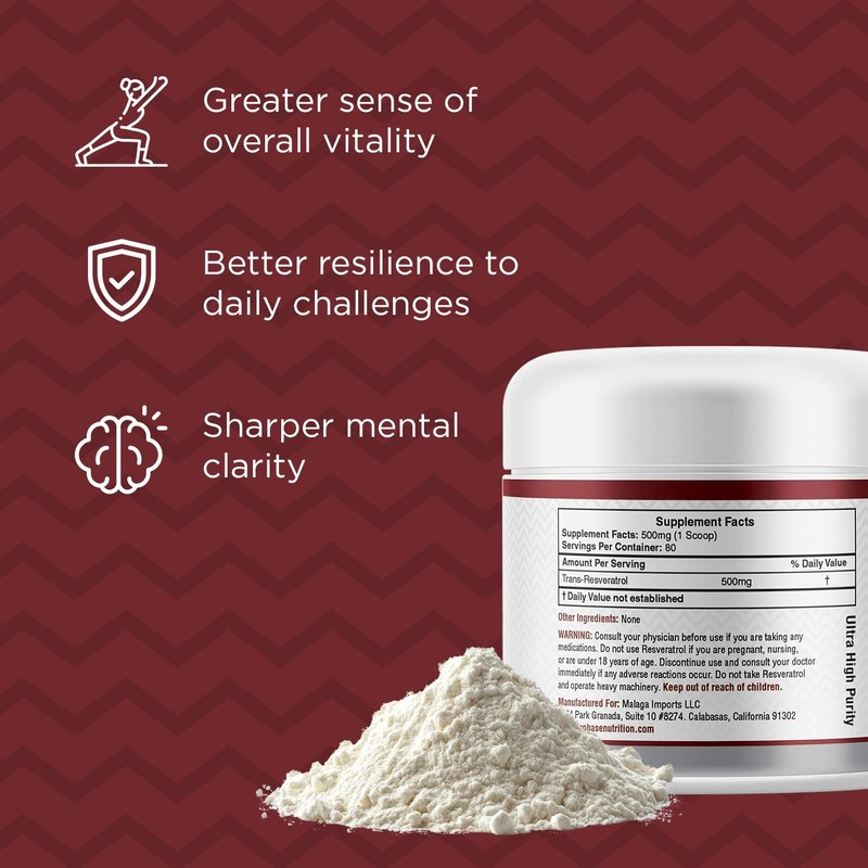 Trans Resveratrol Supplement, High Purity Resveratrol Powder for Age Support,