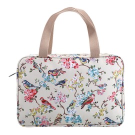 SUMTree Kulturbeutel, Motiv: Vögel, großes Fassungsvermögen, Organizer für Reisen, Business, Picknick, beige, M, Fashion