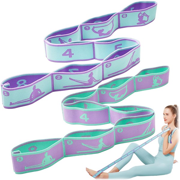 Pack of 2 Yoga Strap Gymnastics Band 8 Loops Resistance