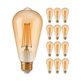 EDISHINE 12 Pack Vintage LED Edison Bulbs 8W Equivalent 60W, ST64 Dimmable Led Light Bulbs, 700LM 2200K Amber Warm Light E26, Decorative Antique LED Filament Bulbs for Home and Commercial, UL Listed