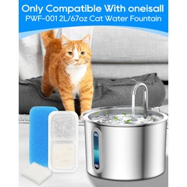 Cunina Cat Water Fountain Filter Compatible with oneisall Cat Water Fountain Stainless Steel PWF-001 2L/67oz, Cat Fountain Filter Replacement, Multilayer Filters System, Fit for oneisall, 4+4+4Pack