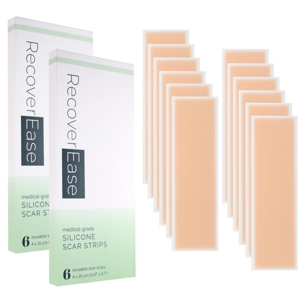 RecoverEase - Silicone Scar Strips – 12 Pack of Individually