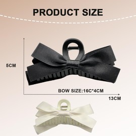 2 Stück Haarklammer mit Schleife,Haarspangen für dickes, dünnes Haar, große Schleifen, rutschfeste Krallen Haarspangen für Damen und Mädchen