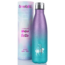 Horse Gifts for Women, Girls, Insulated Stainless Steel Water Bottle, Equestrian Gifts for Horse Lovers, Cowgirls, Perfect for Birthday, Back to School, Violet-Blue Gradient Glitter, Onebttl