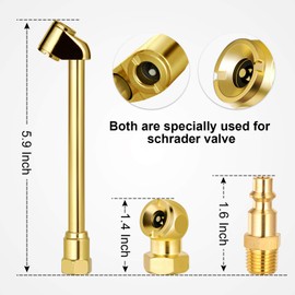 2 Way Connection Air Chuck Set-1/4 Inch Female NPT Closed Ball Heavy Duty Dual Head Air Chuck and Standard Male Quick Plug, Tire Air Fill Kit for Tire Inflator Gauge and Air Compressor