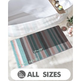 LUMI Striped Bathroom Rugs, Pink Bath Rugs, Extra Soft and Absorbent Microfiber Bath Rugs, Machine Wash Non-Slip Bath Mat for Bathroom, Bathtub,or Bathroom Floor, 24"x36", Pink