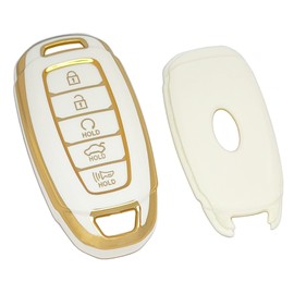 vurbemes 360 Degree Soft TPU Protector Key Fob Cover Case fit for 2020 2021 2022 Hyundai Palisade Elentra Key Fob 5 Buttons (White)