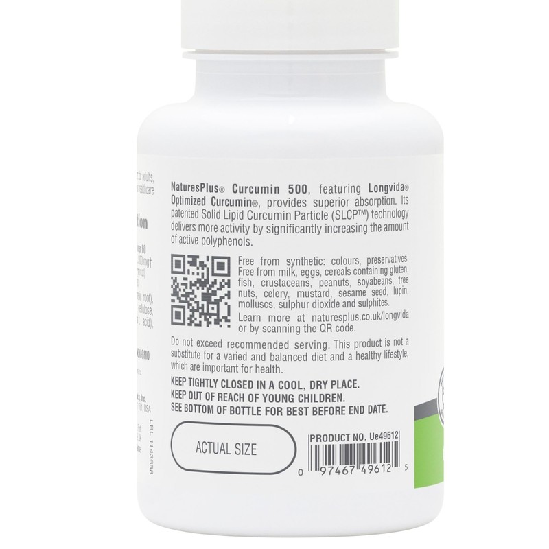 NaturesPlus PRO Optimized Curcumin Longvida 500 mg Capsules - Superior
