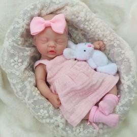 Mire & Mire Reborn Baby Dolls 7 Inch Girl Silicone Baby Mini Doll Realistic Newborn Baby Dolls Silicone Full Body Stress Relief Hand Made
