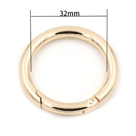 2Pcs Metal Spring Snap Clip O Rings Key Rings Round Spring Keyring Buckle Gold Round Carabiner DIY Accessories for Bags Purses Key Chains Crafts, 32mm Gold