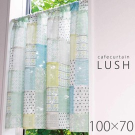 Sunny day fabric Cafe Curtain Rush 100cm W x 70cm L (Green Pattern)