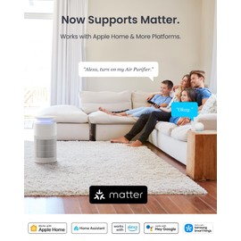 SwitchBot Air Purifiers for Home Large Room with Matter Up to 3620 ft², 20dB, Washable Pre-filter, Pet Mode, 10 RGB Colors, Aromatherapy, Work with Apple Home, Google Home, HomeAssistant