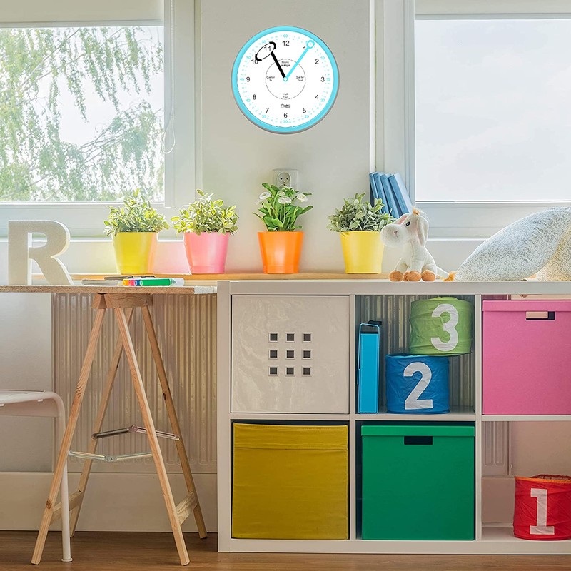 Educational Wall Clock - Silent Movement Time Teaching Clock for