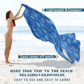 Famstar Beach Blanket Sandproof Waterproof 78''×81''1-5Adults Oversized,Compact Lightweight Durable Beach Mat for Travel Camping Hiking Picnic Blanket