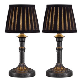 KDG Cordless Portables Table Lamp Set of 2, LED Fabric Shade Small Desk Lamps, 5000mAh Battery Powered Lighting, 2700K Stepless Dimmable Light for Living Room, Dining Room, Bedroom (Mottled Silver)