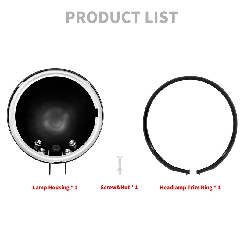 HDBUBALUS Black Motorcycle 5.75" Black Headlight Cover Housing Holder Bucket
