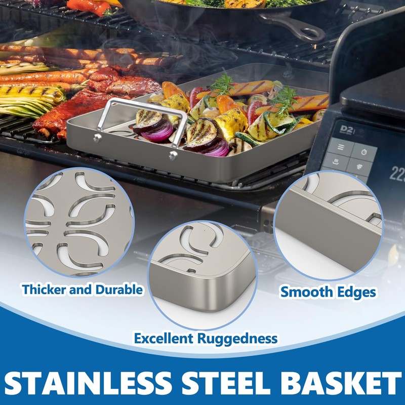 Stainless Steel Fish & Veggie Grill Tray for Traeger Grill