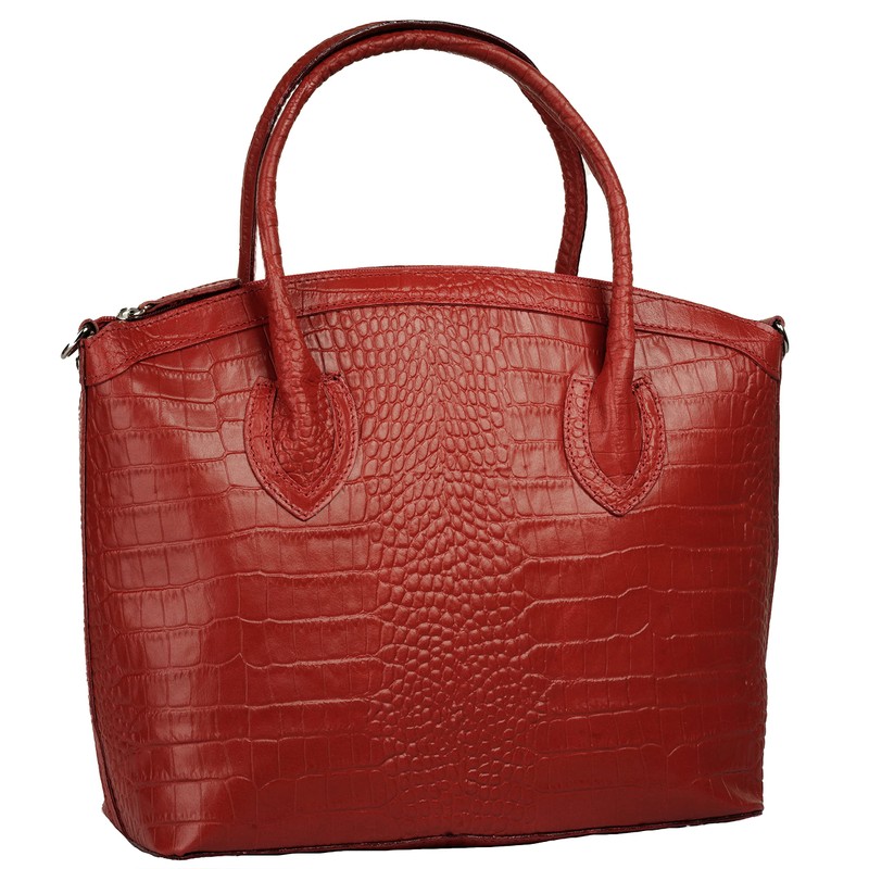 Cluty Genuine Leather Women's Handbag, Made in Italy, Crocodile Shoulder
