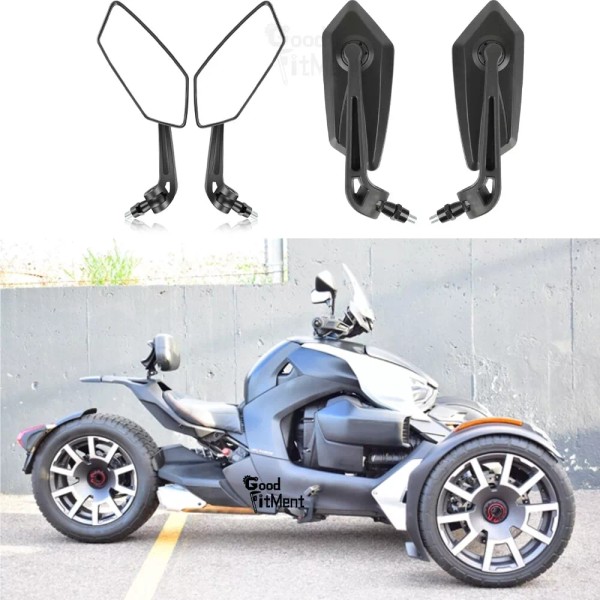 GOODFITMENT Black Pair Motorcycle Rear View Side Mirrors 8mm 10mm