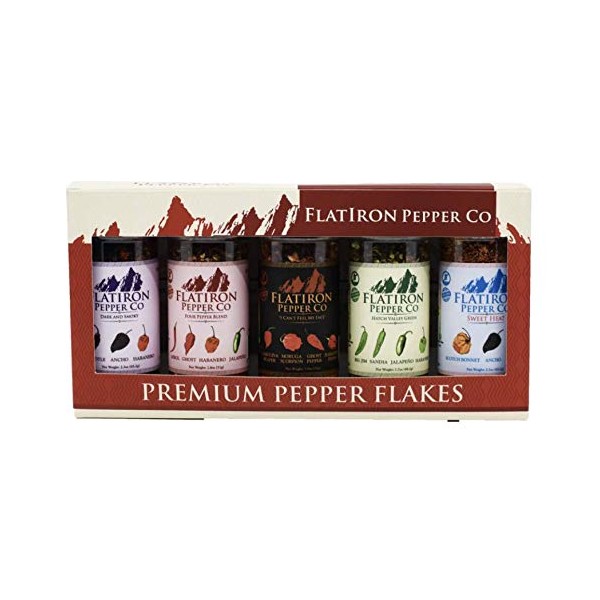 Flatiron Pepper Co Chile Flakes Set de regalo, 5 unidades