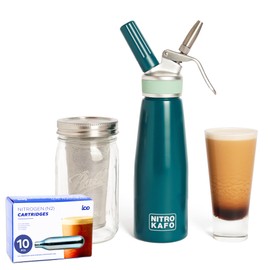 NITRO KAFO 1L Nitro Coffee Maker, Aluminum Nitro Cold Brew Coffee Maker with Special Nitro Diffuser Nozzle & Cold Brew Maker for Making Nitro Cold Brew, 1 Quart/1L, Includes (10) Nitro Cartridges
