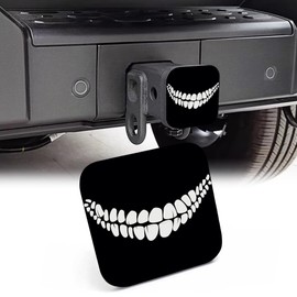 NITAHHHY 2" Trailer Hitch Cover,Vampire Zombie Smile Teeth on Black Rubber Towing Hitch Tube Cover Hitch for Men Women, Sturdy Receivers Plug Accessories for Pickups Trucks Cars
