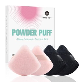 EIGSHOW Powder Puff Triangle Plush Loose Cosmetic Puff Powder, Cheek and more.Black & Beige 4 Pack (M112)
