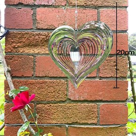 Vokowin Stainless Steel Garden Wind Spinner Hanging Kinetic Wind Sculpture Garden Decor 3d Metal Hanging Wind Sun Catcher for Indoor Outdoor (K229-1)