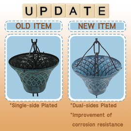 [Upgraded] 8.5FT Sky Blue Iron(Both-Sided) Rain Chains for Gutter and Rain Barrel | Rust-Resistant Plated Garden Décor Rain Chain for Downspout | W/Rain Chain Gutter Adapter | Earrings for House