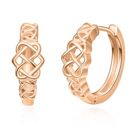 TANGPOET Celtic Knot Earrings 925 Sterling Silver Huggie Hoop Earrings Rose Gold Small Sleeper Earrings Valentine Day Jewellery Gifts for Women Girls Kids Children