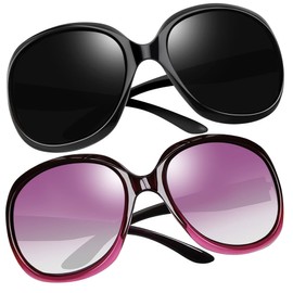 Joopin Trendy Oversized UV Sunglasses, Big Wide Shades for Women, Ladies Designer Large Sunnies Sun Glasses Polarized (Black+Gradient Purple)