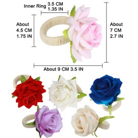 HuaLiSiJi Blue Napkin Rings Flower Napkin Rings for Wedding, Valentine's, Banquet, Christmas, Birthday, Thanksgiving (10PCS Blue)