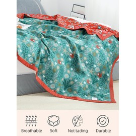 Alociaga Boho Throw Blanket, 100% Pure Organic Cotton Ultra Soft Farmhouse Reversible Blanket for Bed Sofa Couch Chair Bedspread Quilt Decor Gift（80''x 90''）