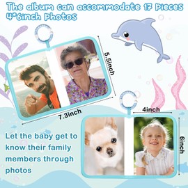 Motiskyy Baby Photo Album with Safe Mirror Soft Cloth Baby Photo Book 4 x 6 My First Family Album Picture Book for Newborn Toddler Kids Gifts(Under the Sea)
