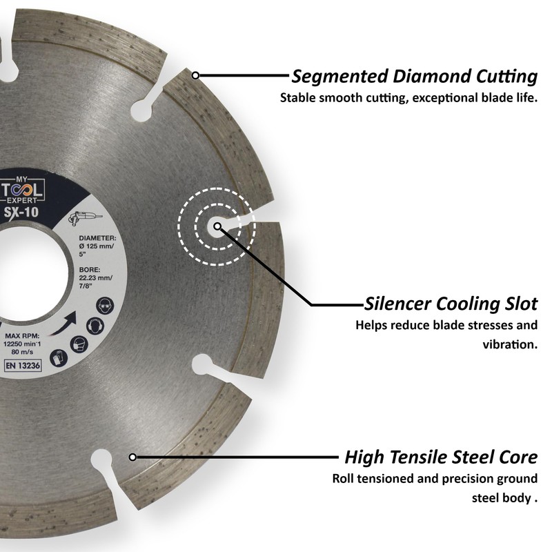 125mm Diamond Cutting Discs for Angle Grinder, SX-10 Superior Diamond