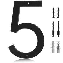 5 Inch House Address Numbers for Outside 5 - Easy Installation With Screw Set, Includes Hardware for Flush or Floating Mount, Frosted Matte Black Acrylic Address Mailbox Numbers for Exterior, Porch