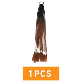 Traziewell Braiding Hair Brown Hair Extension Long Ombre Brown Braided Ponytail Extension Afro Black Braids Synthetic Hair Pieces for Women 2809