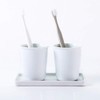 Gaolinci 2 Pcs Simple White Ceramic Mouthwash Cups, Bathroom Brushing