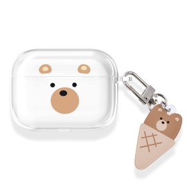 Newseego Hülle Kompatibel mit Airpods Pro, Airpods Pro Hülle mit süßem Bären-Cartoon-Design für Mädchen und Frauen [Front-LED sichtbar] Klare, weiche TPU-Schutzhülle für Airpods Pro