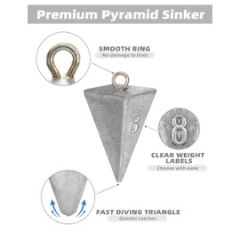 BLUEWING 3lb Box Pyramid Sinkers Lead Fishing Weights for Saltwater, 12oz, 4 Pack