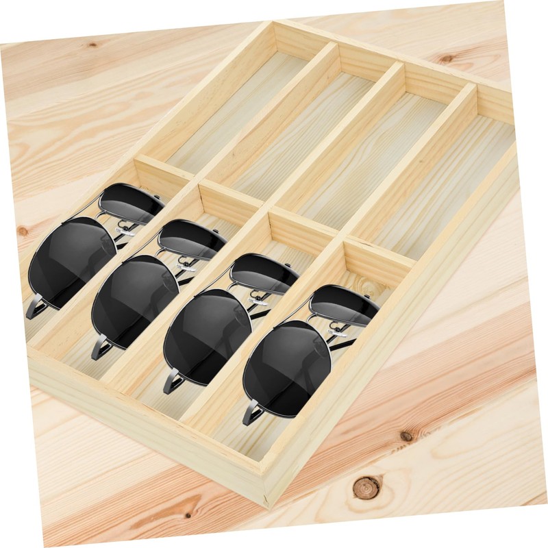 CHILDWEET Solid Wood Sunglasses Organizer 8-slot Stand Glasses Display Storage