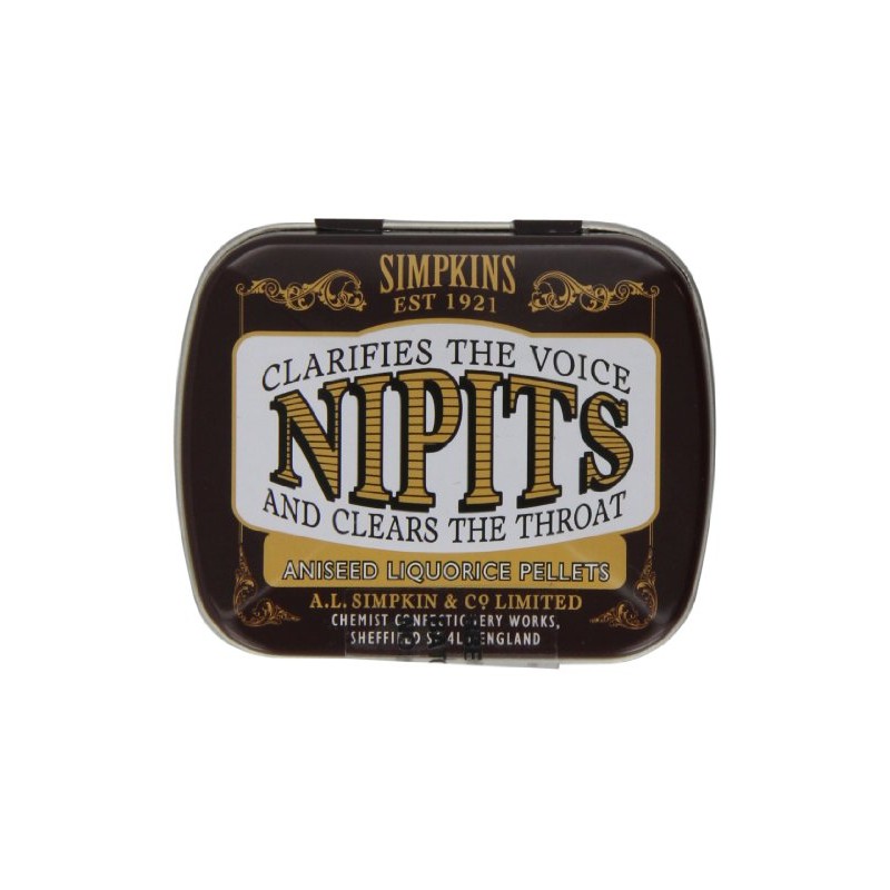 Simpkins Nipits Aniseed Liquorice Pellets Tins 14 g (Pack of