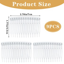 9 Pcs French Comb,Decorative Hair Combs,14 Teeth Hair Side Comb, Transparent Plastic Twist French Vintage Style Hairs Clips, Pins Accessories For Women Girls Bridal Wedding Veil Fine Hairs
