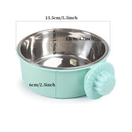 YODOOLTLY Pet Bowl Stainless Steel Dog Cage Hanging Bowl Removable Pet Bowl for Dogs Cats Small Animals (Green)