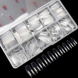 krofaue krofaue 500PCS Clear False Nails Tips - Half Cover Lady French Style Acrylic Artificial Tip Manicure with Box of 10 Sizes for Nail Tips Art Salons and Home DIY