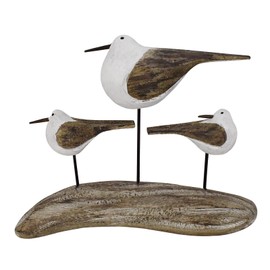 Veclotch Wood Seagull Figurine Beach Home Decor Statue, Rustic Vintage Sea Bird Sculpture Triple Seabird Statue Coastal Nautical Style Table Ornament Home Decor