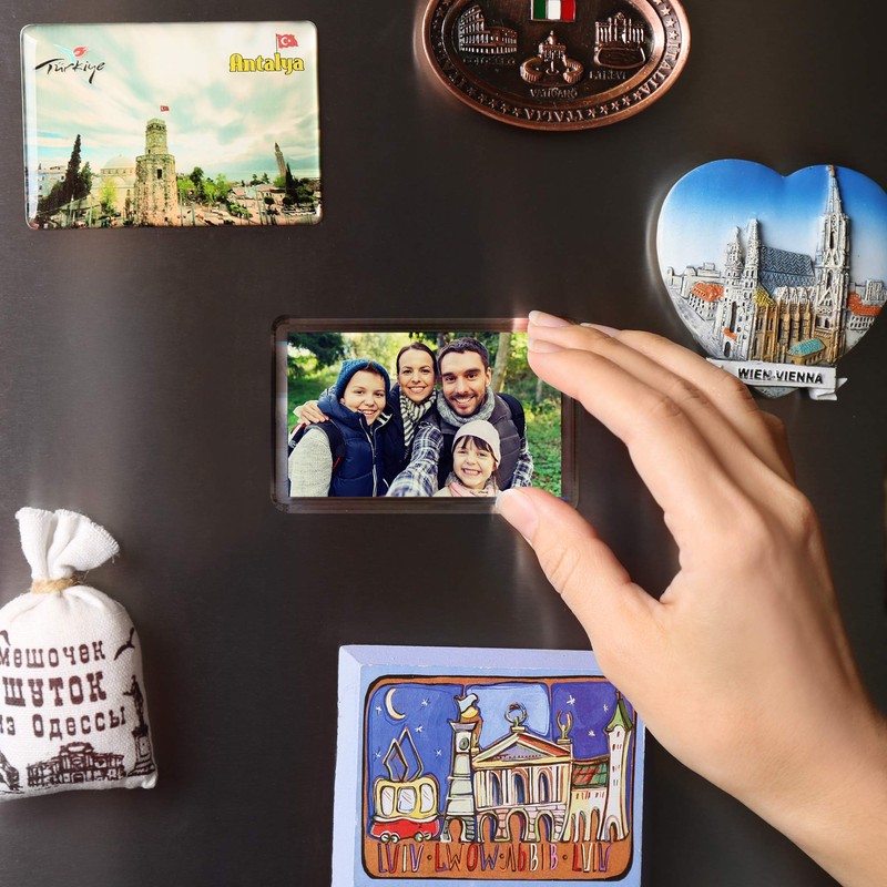 MATANA Fridge Magnets 7 x 5 cm Transparent Blank Magnetic